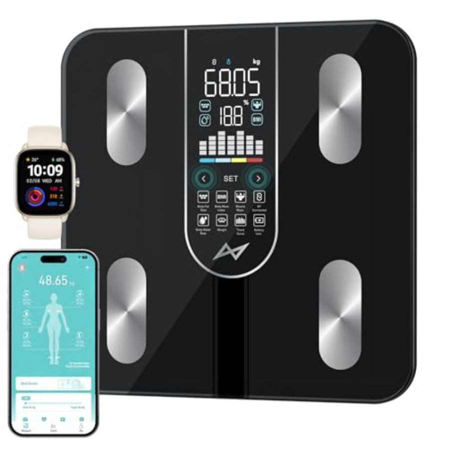 Body Fat Scale Smart - Smart Digital Bathroom Scale 4-Electrode for